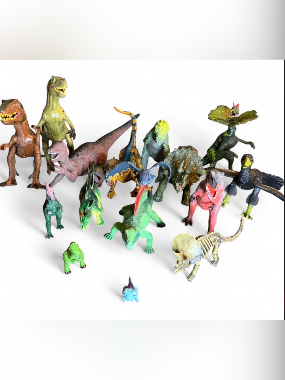 17 Piece Assorted Colorful Dinosaur Toy Set -